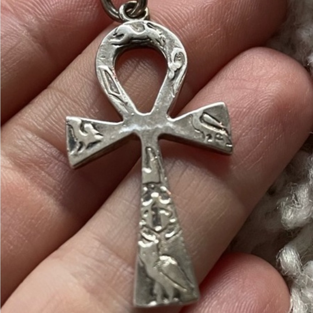 Sterling Silver 925 Egyptian cross necklace pendant charm 5 grams